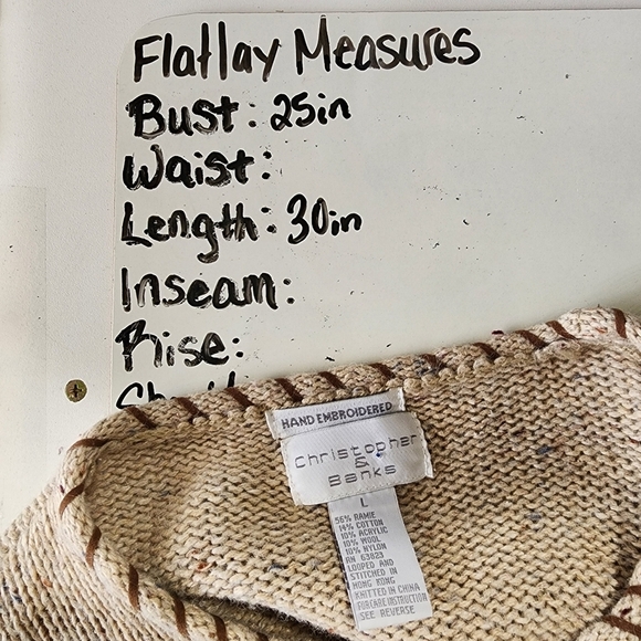 Vintage Christopher & Banks Whipstitch Cardigan L Ramie Cotton Wool - Picture 4 of 9